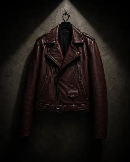 Campera de cuero bordó